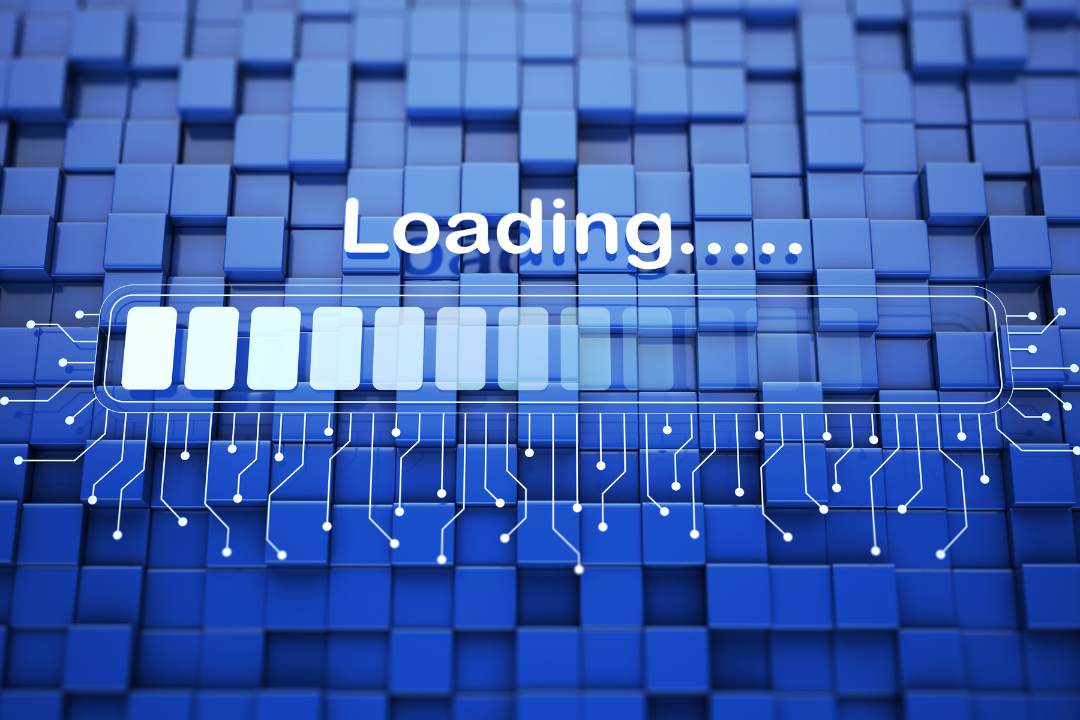 An illustration showing a "fast-loading website" concept with speed meters.